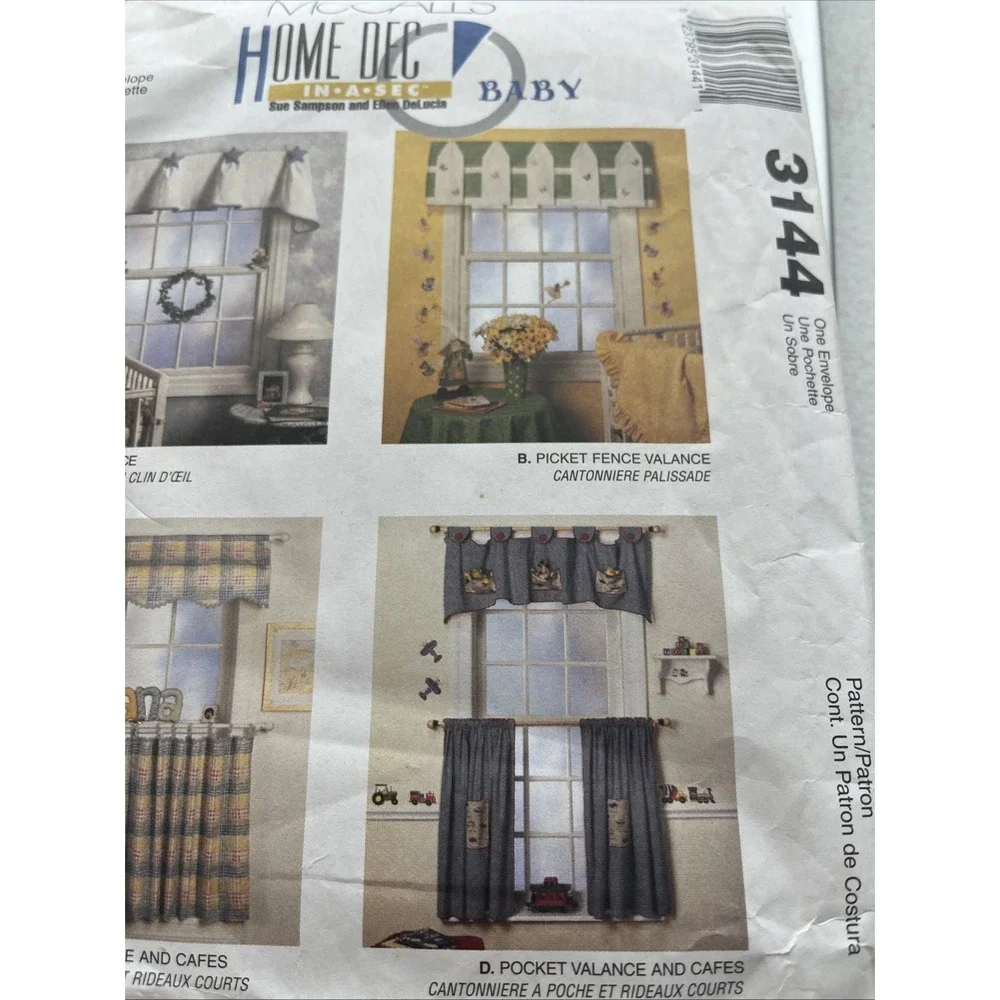 #3144 McCalls Home Decor curtains drapes uncut